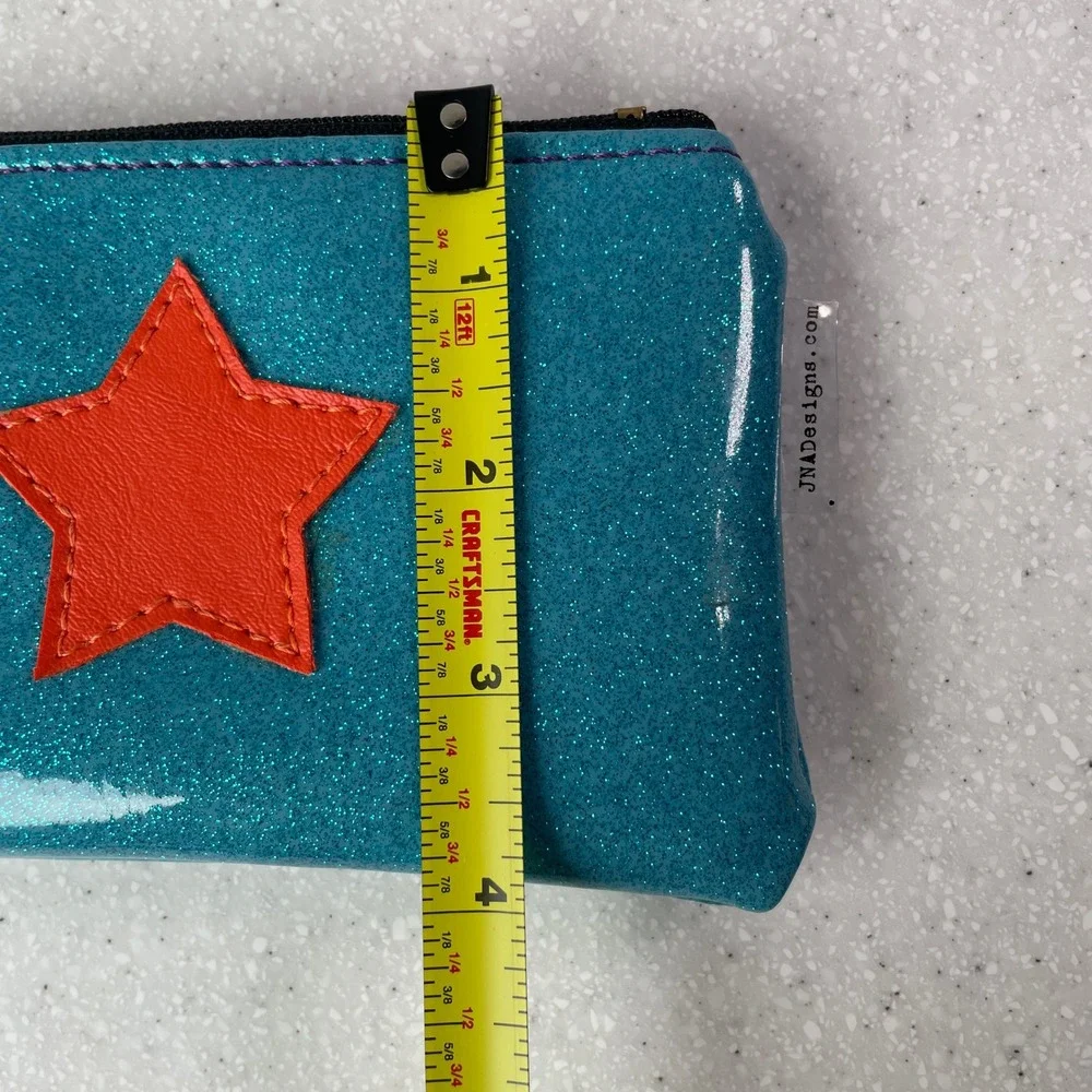 Handmade Artist JNA Designs Jenifer Nakatsu Arntson Blue Glitter Star Makeup Bag